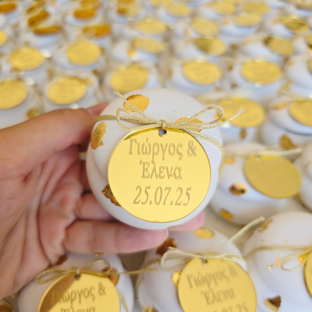 Μπομπονιέρα macaron με φύλλα χρυσού