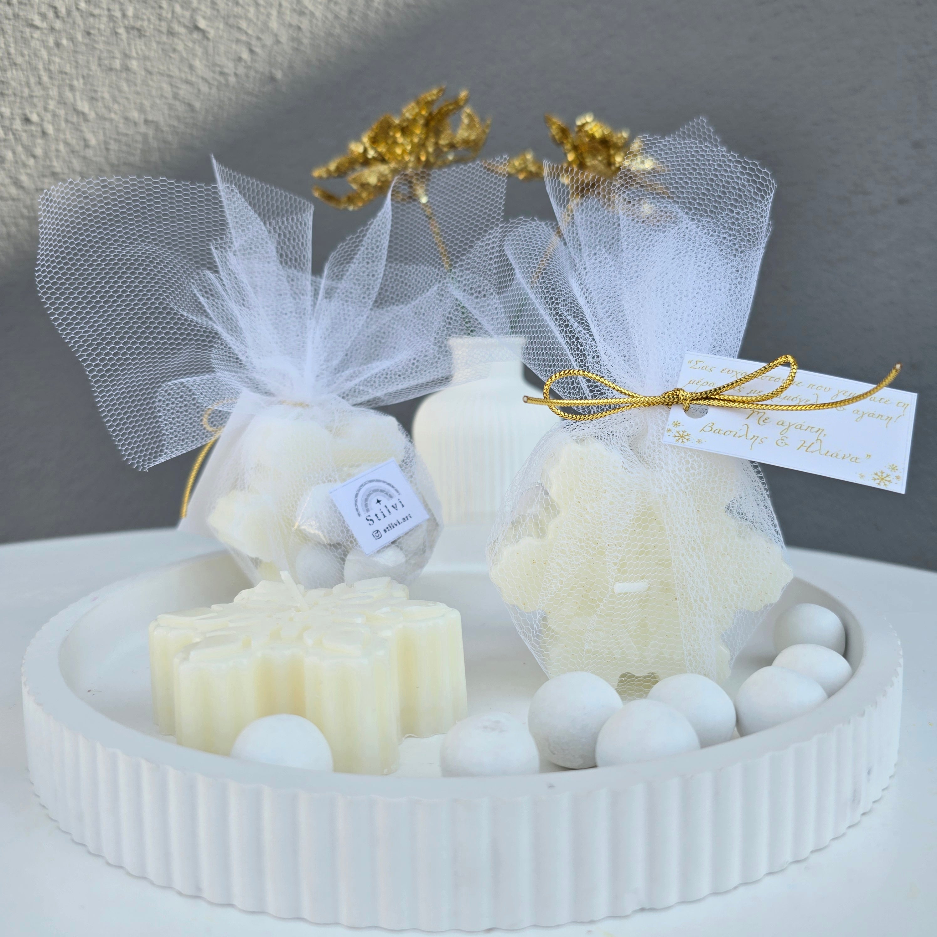 Μπομπονιέρα χιονονιφάδα κερί