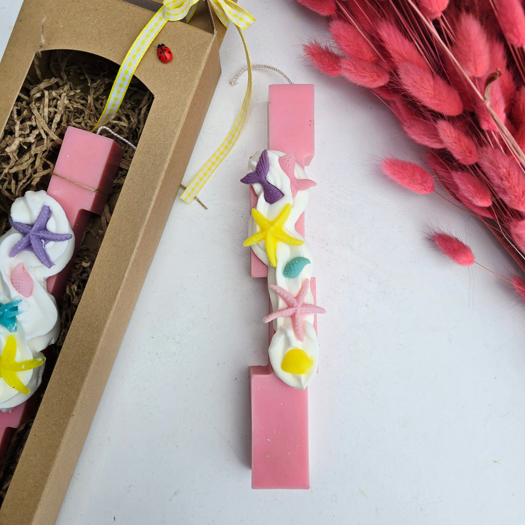 Χειροποίητη αρωματική λαμπάδα "Θαλασσινά στοιχεία"