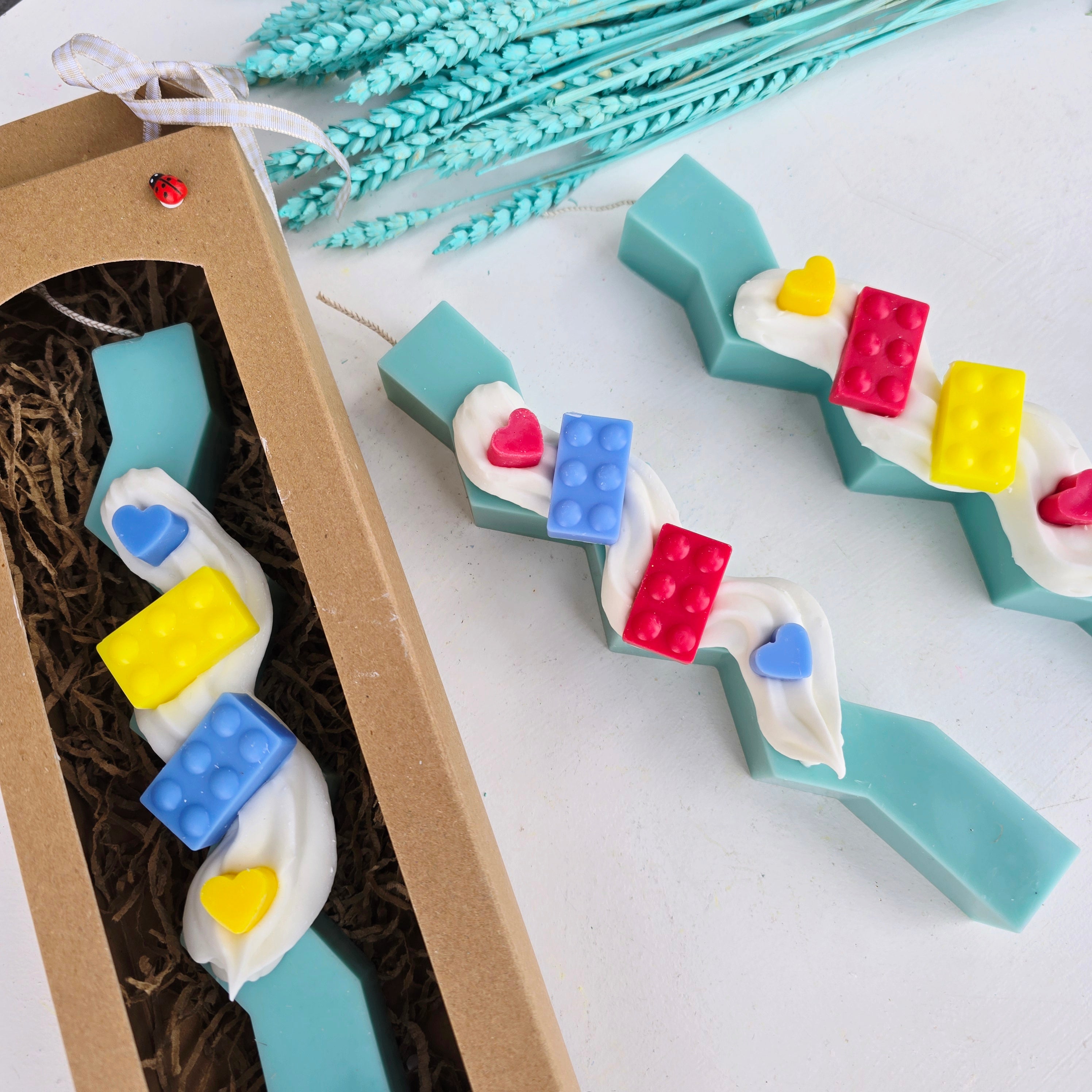 Χειροποίητη αρωματική λαμπάδα "Lego"